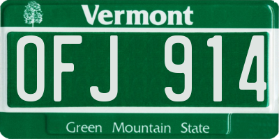 VT license plate OFJ914