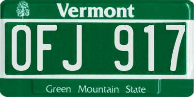 VT license plate OFJ917