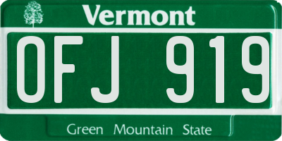 VT license plate OFJ919