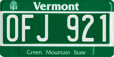 VT license plate OFJ921