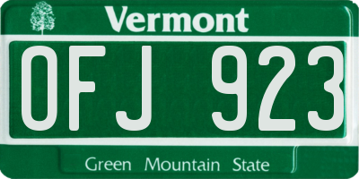 VT license plate OFJ923