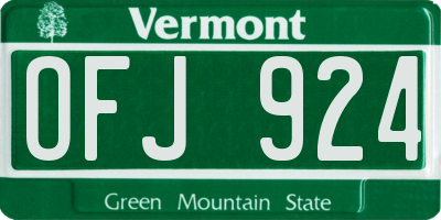 VT license plate OFJ924
