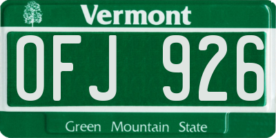 VT license plate OFJ926