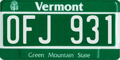VT license plate OFJ931