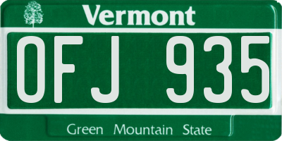 VT license plate OFJ935