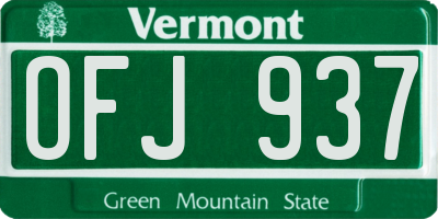 VT license plate OFJ937