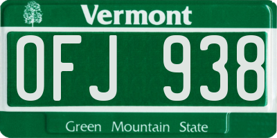 VT license plate OFJ938