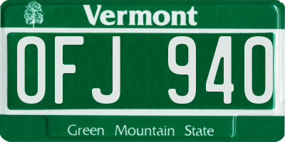VT license plate OFJ940