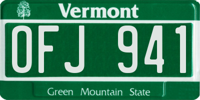 VT license plate OFJ941