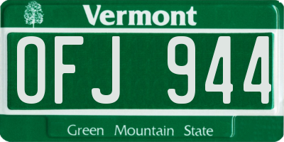 VT license plate OFJ944