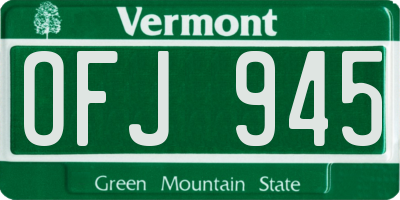 VT license plate OFJ945