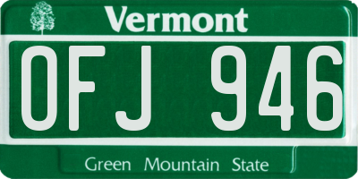 VT license plate OFJ946
