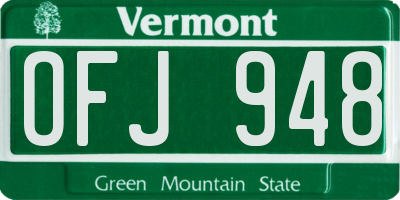 VT license plate OFJ948