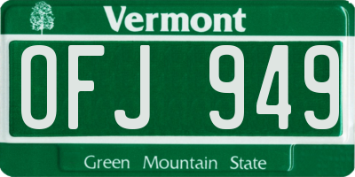 VT license plate OFJ949