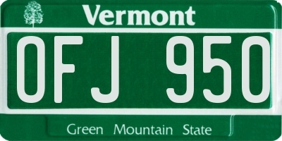 VT license plate OFJ950