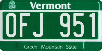 VT license plate OFJ951