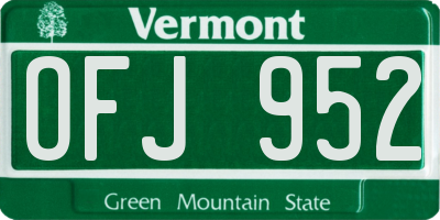VT license plate OFJ952