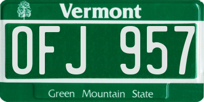 VT license plate OFJ957