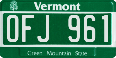 VT license plate OFJ961