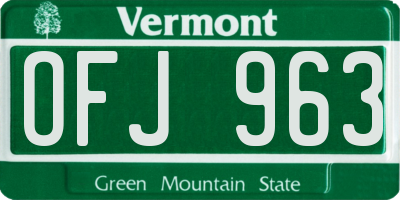 VT license plate OFJ963