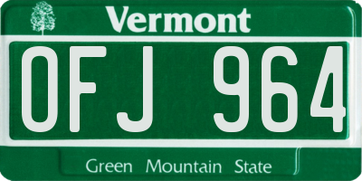 VT license plate OFJ964