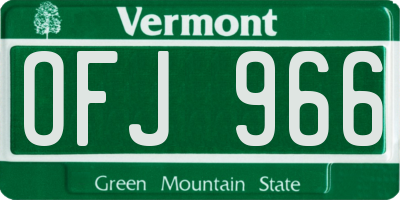 VT license plate OFJ966