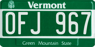 VT license plate OFJ967