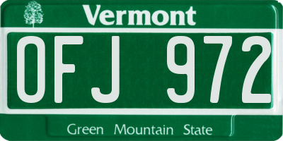 VT license plate OFJ972