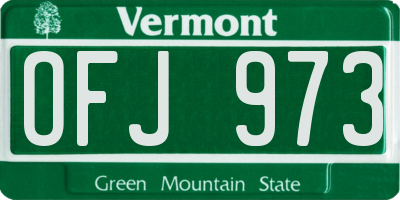 VT license plate OFJ973