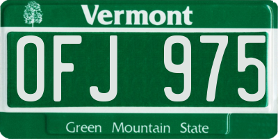 VT license plate OFJ975