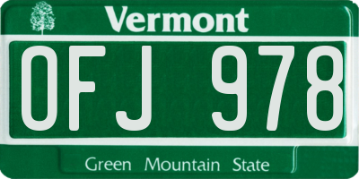 VT license plate OFJ978