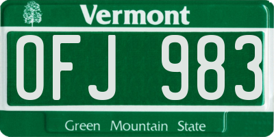 VT license plate OFJ983