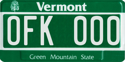 VT license plate OFK000