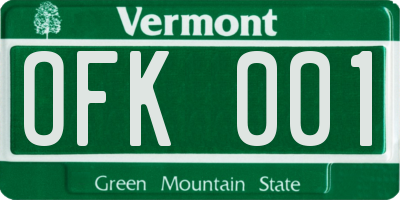 VT license plate OFK001