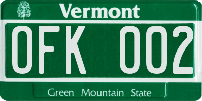 VT license plate OFK002