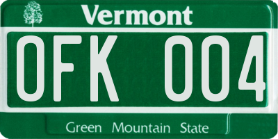 VT license plate OFK004