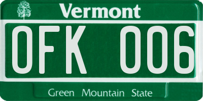 VT license plate OFK006
