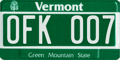 VT license plate OFK007
