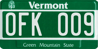 VT license plate OFK009