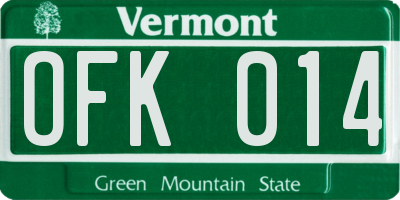 VT license plate OFK014
