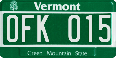 VT license plate OFK015