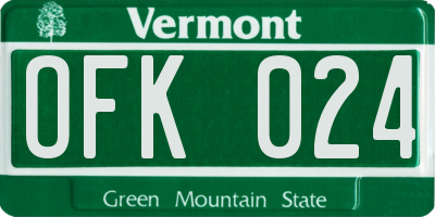 VT license plate OFK024