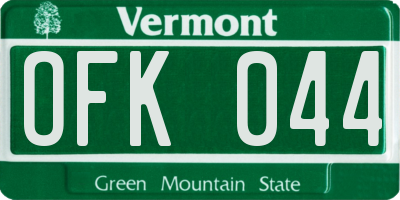 VT license plate OFK044