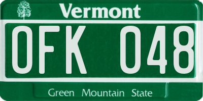 VT license plate OFK048