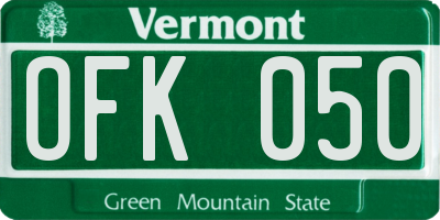 VT license plate OFK050