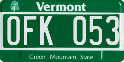 VT license plate OFK053