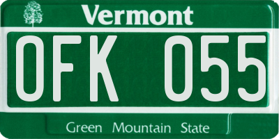VT license plate OFK055