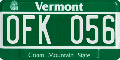 VT license plate OFK056