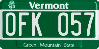VT license plate OFK057
