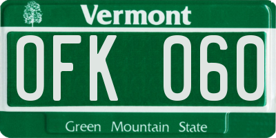 VT license plate OFK060